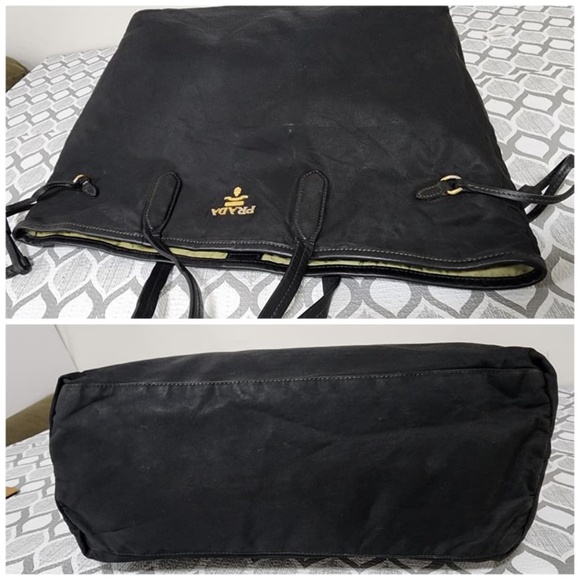 Authentic Prada Saffiano Trimmed Tessuto Tote Bag Black - Picture 13 of 13